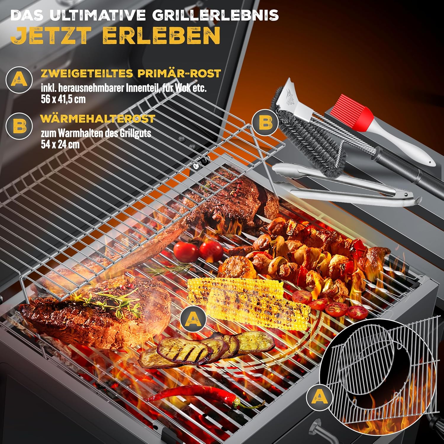 Detalle 2 de KESSER® Grillwagen BBQ Smoker XL 56x41,5 cm