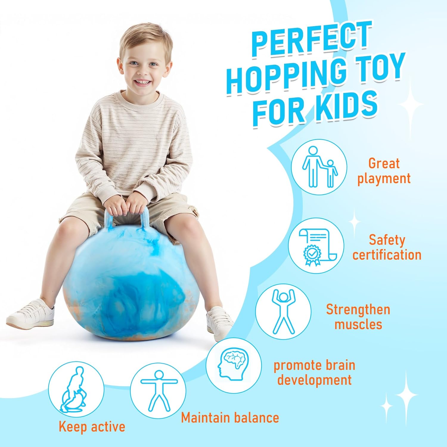 Thumbnail 2 de U&C Planet Hopper Ball (18 inches) Bouncy Ball with Handle for Kids 3–6