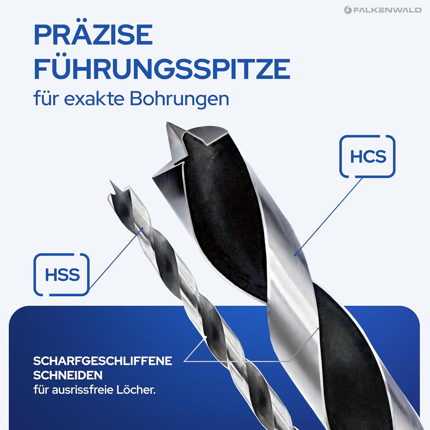 Thumbnail 3 de Falkenwald Holzbohrer-Set lang 7-teilig (4–12 mm) inkl. Koffer für präzise Bohrungen in Weich- und Hartholz