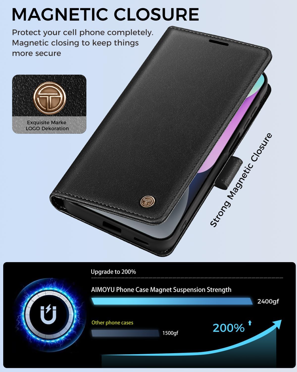 Detalle 2 de iPhone 14 leather flip case with 4 slots