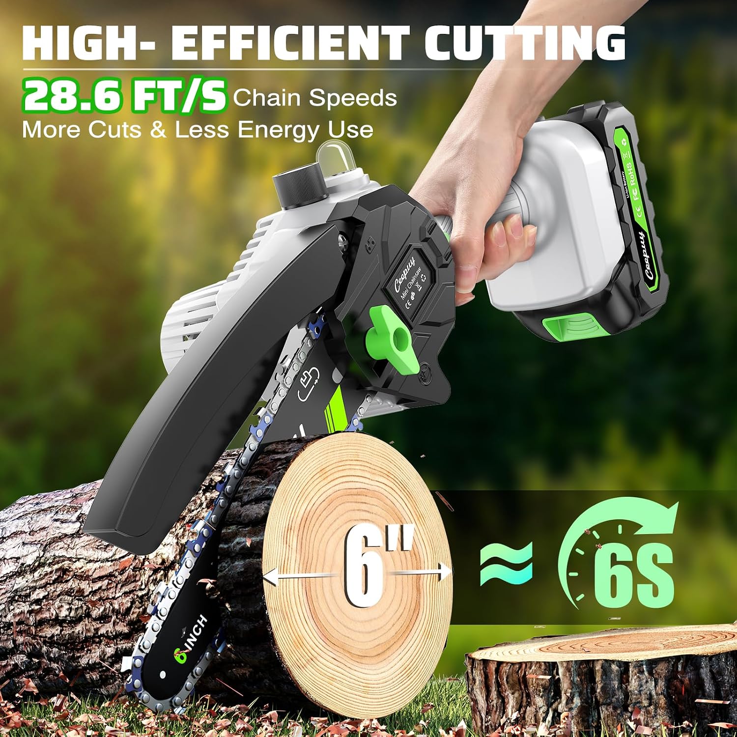 Thumbnail 6 de CEEPUY MNCS-118 6-Inch Cordless Mini Chainsaw with Two Batteries