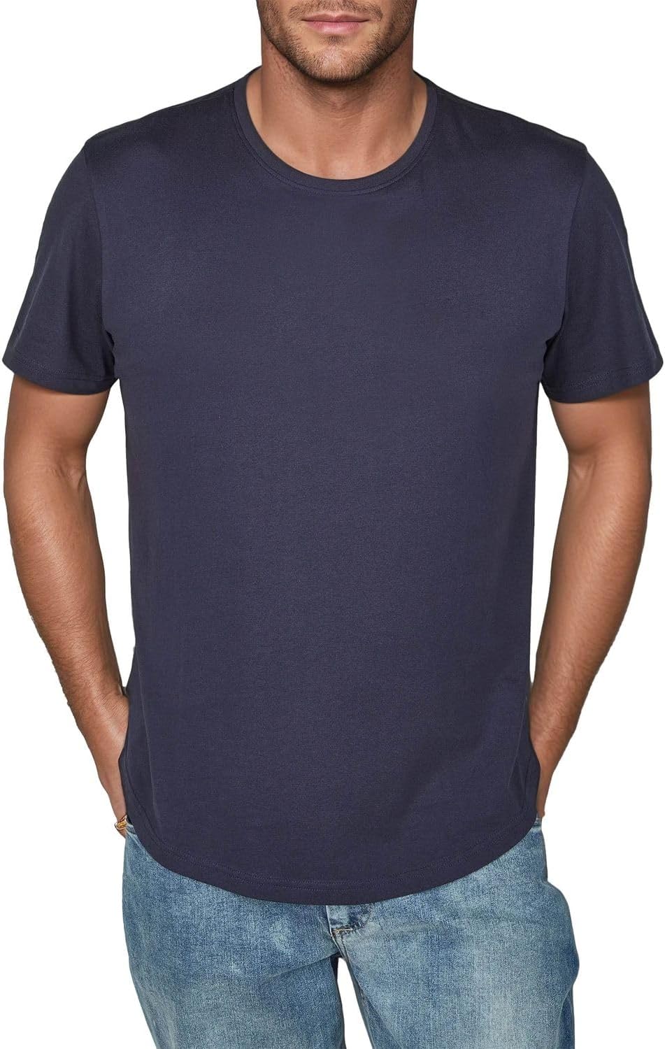 Detalle de DENIMFY Tshirt Herren lang geschnitten – 4er Pack 100% Baumwolle, Regular Fit
