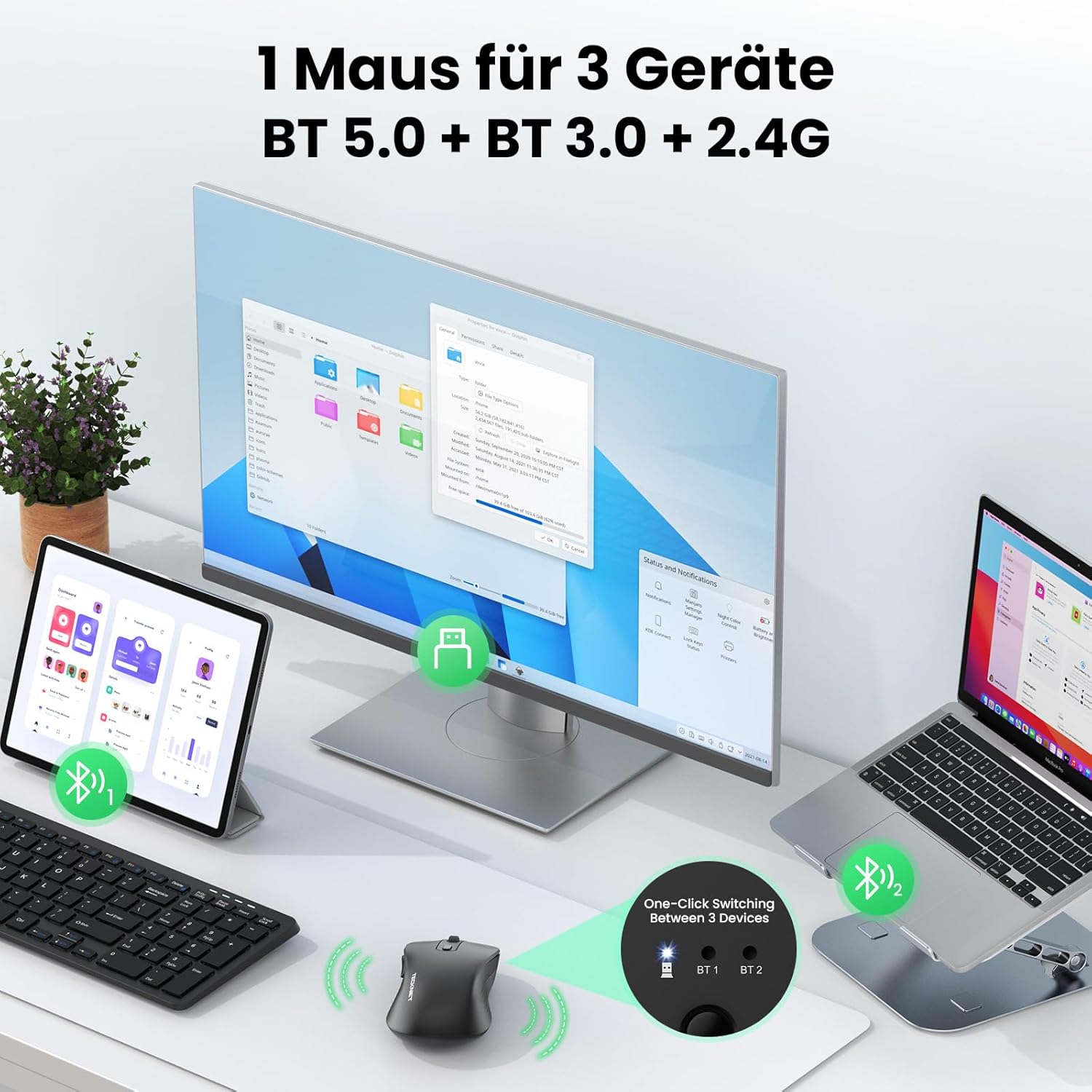 Thumbnail 1 de TECKNET Bluetooth Maus 4800 DPI 🖱