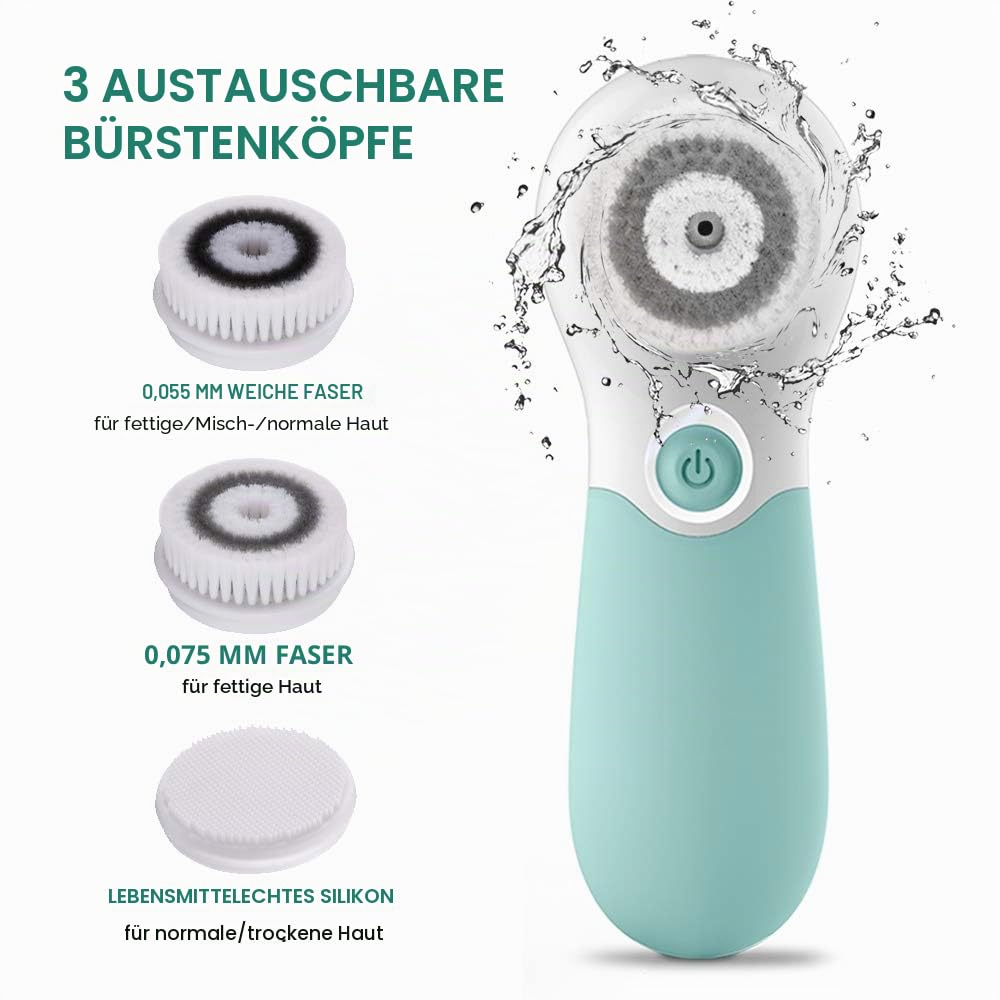 Thumbnail 1 de TOUCHBeauty 3 in 1 Elektrische Gesichtsreinigungsbürste – 360° Drehung, 3 Bürstenköpfe, IPX5