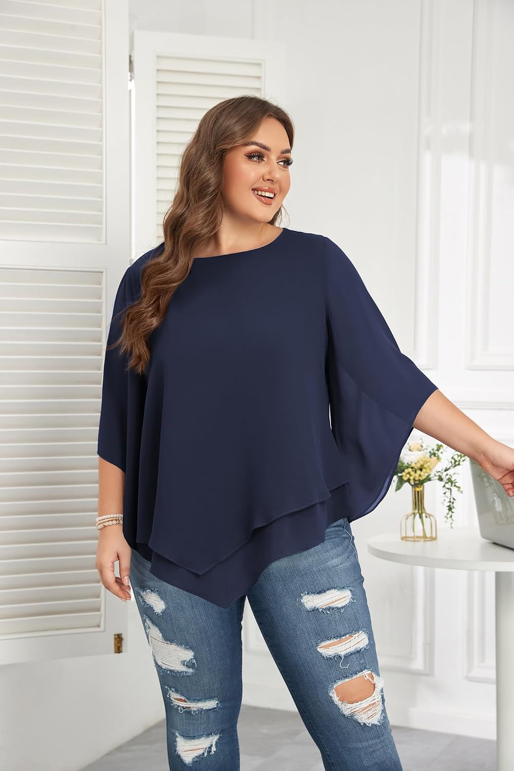 Thumbnail 1 de Chiffon Bluse für Damen in großen Größen