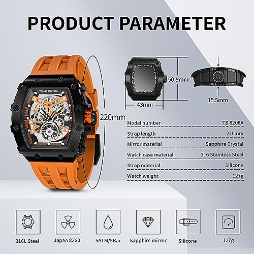 Thumbnail 5 de TSAR BOMBA Men’s Watch UK Luxury Automatic with Tonneau Case and Sapphire Glass