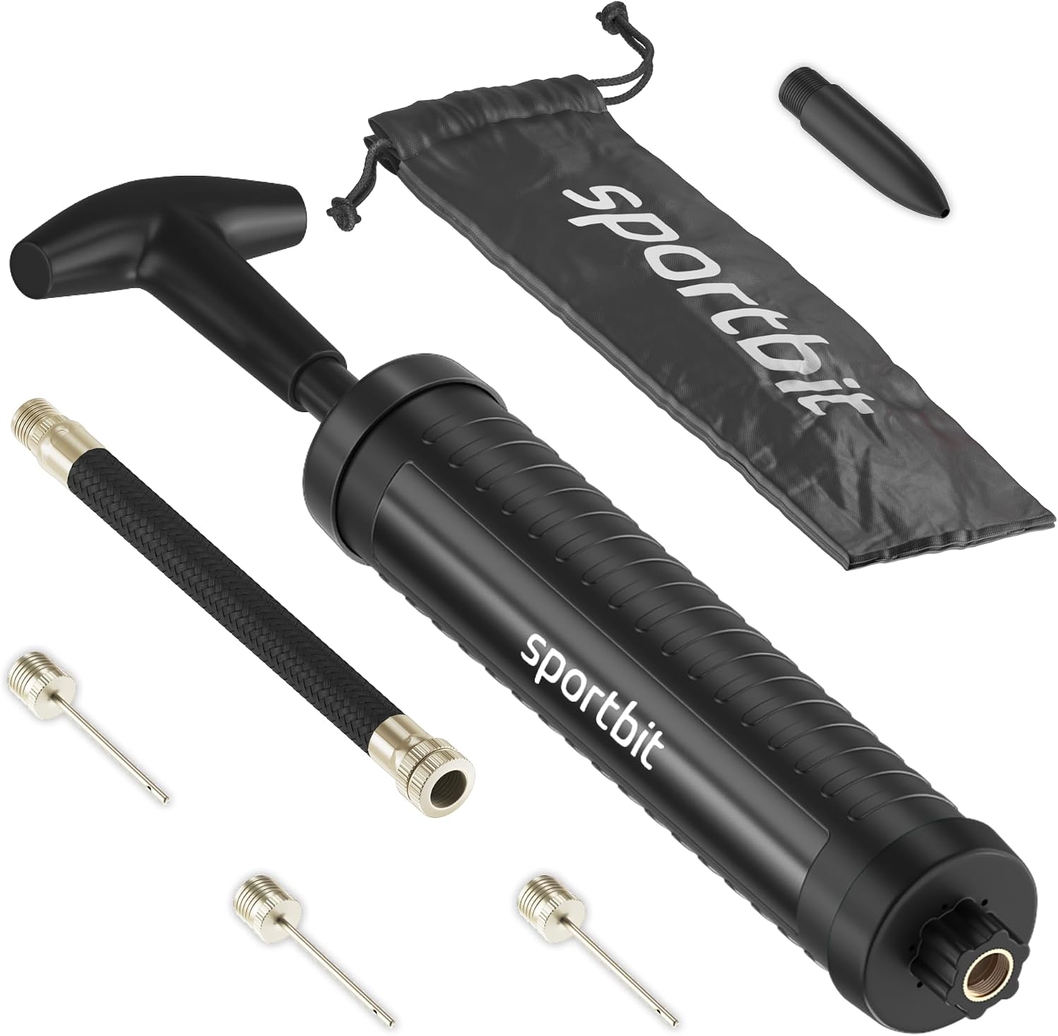 Thumbnail 6 de SPORTBIT Basketball Pump, Red Plastic Hand Pump with Extension Hose and Ball Accessories