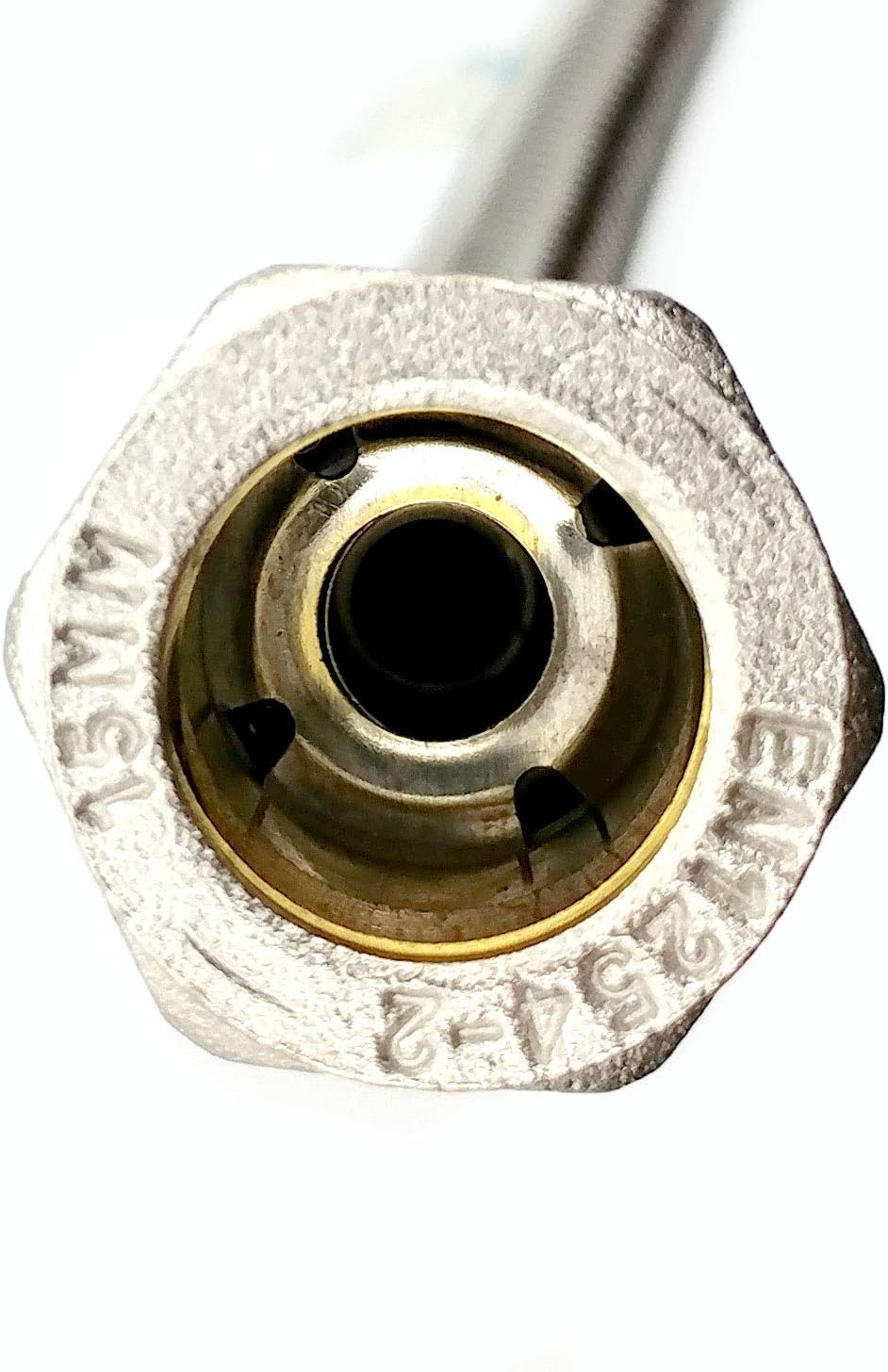 Thumbnail 6 de Xcel Home WRAS Approved 900mm Flexible Pipe Connector with Isolation Valve, 15mm Compression, 1/2" BSP, Stainless Steel Braided, 15 Bar, 85°C