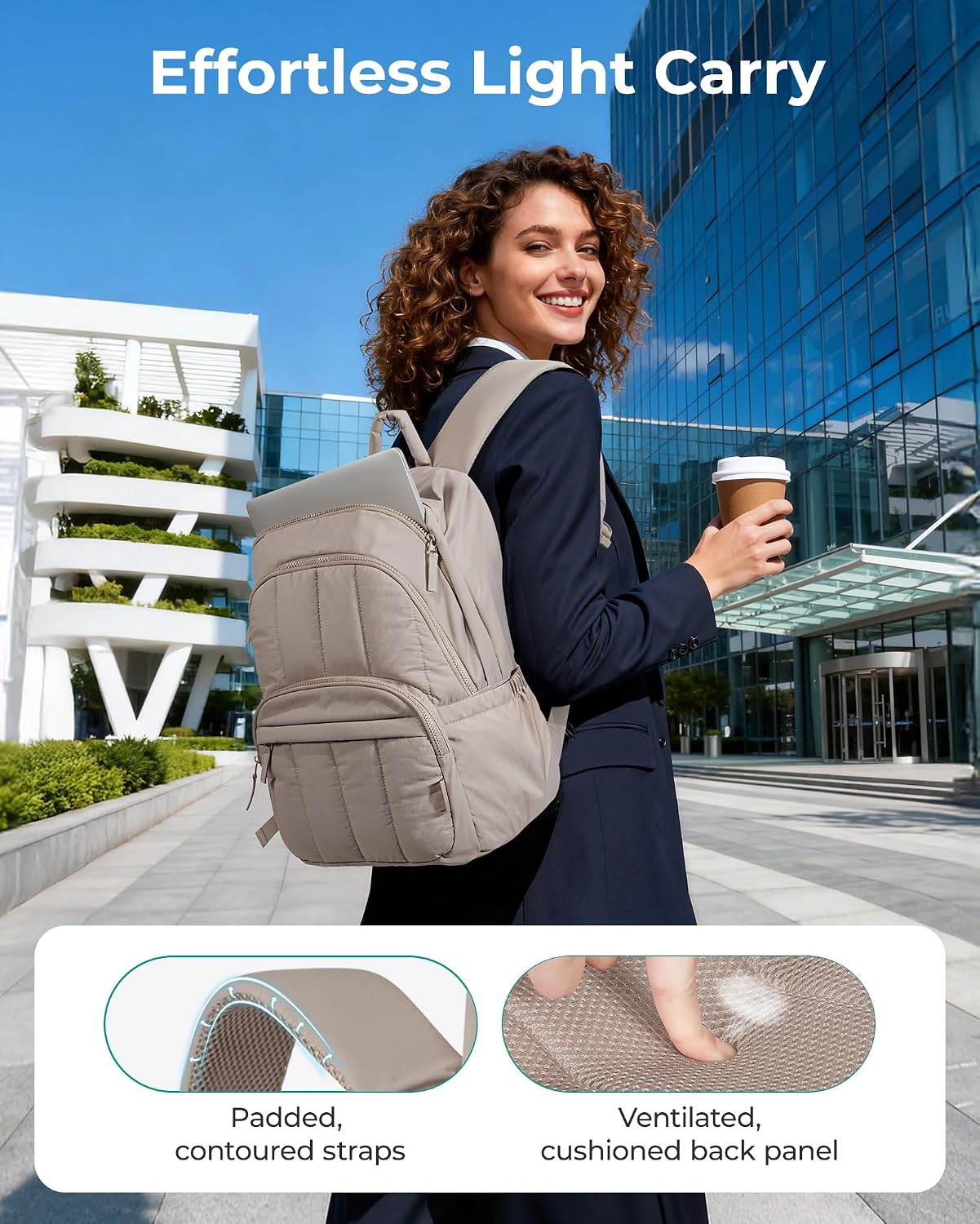 Thumbnail 5 de BAGSMAT Quilted Laptop Backpack 15"