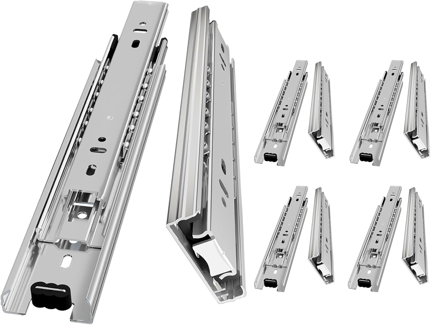 AOLISHENG 5 Pairs Drawer Runners (Drawer Slides) 400mm, 45kg load capacity, full extension, ball bearing side-mount