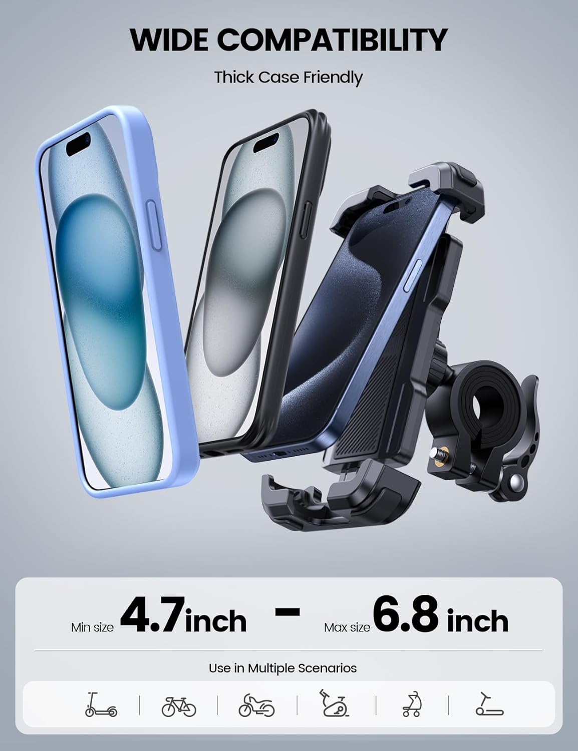 Detalle de Lamicall Supporto Telefono Bicicletta: portabicicletta universale, resistente e a prova di urti per manubri 15–40 mm