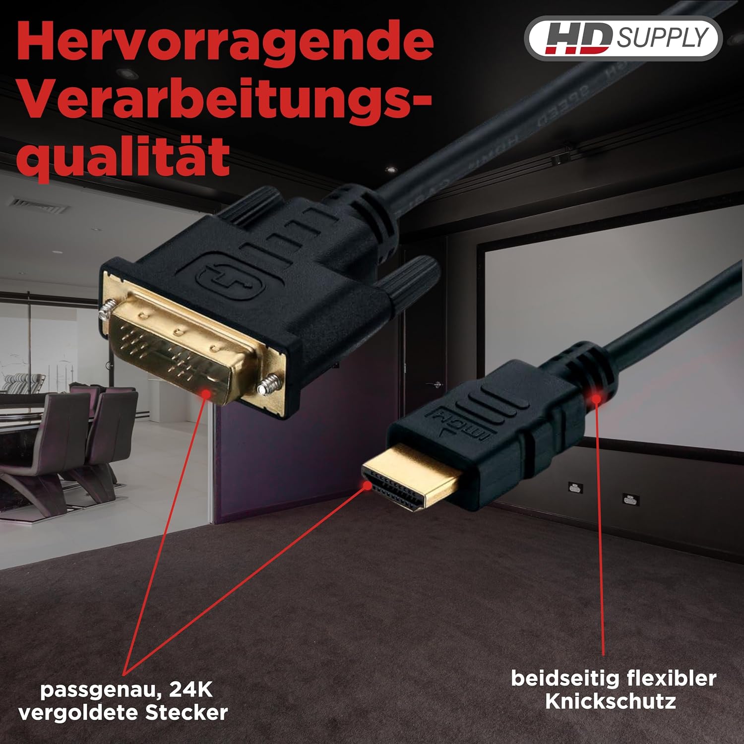 Thumbnail 5 de HDSupply Standard Speed HDMI/DVI Kabel 10,0 m (HDMI-A auf Single-Link DVI-D 18+1), doppelt geschirmt, vergoldet