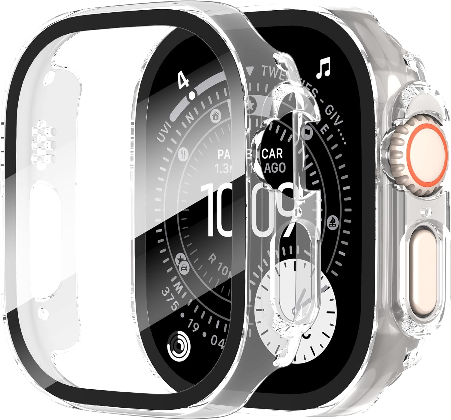 Detalle de Diruite 2-Pack Screen Protector Case for Apple Watch Ultra 3/2/1 49mm – Tempered Glass with Hard Matte PC Cover