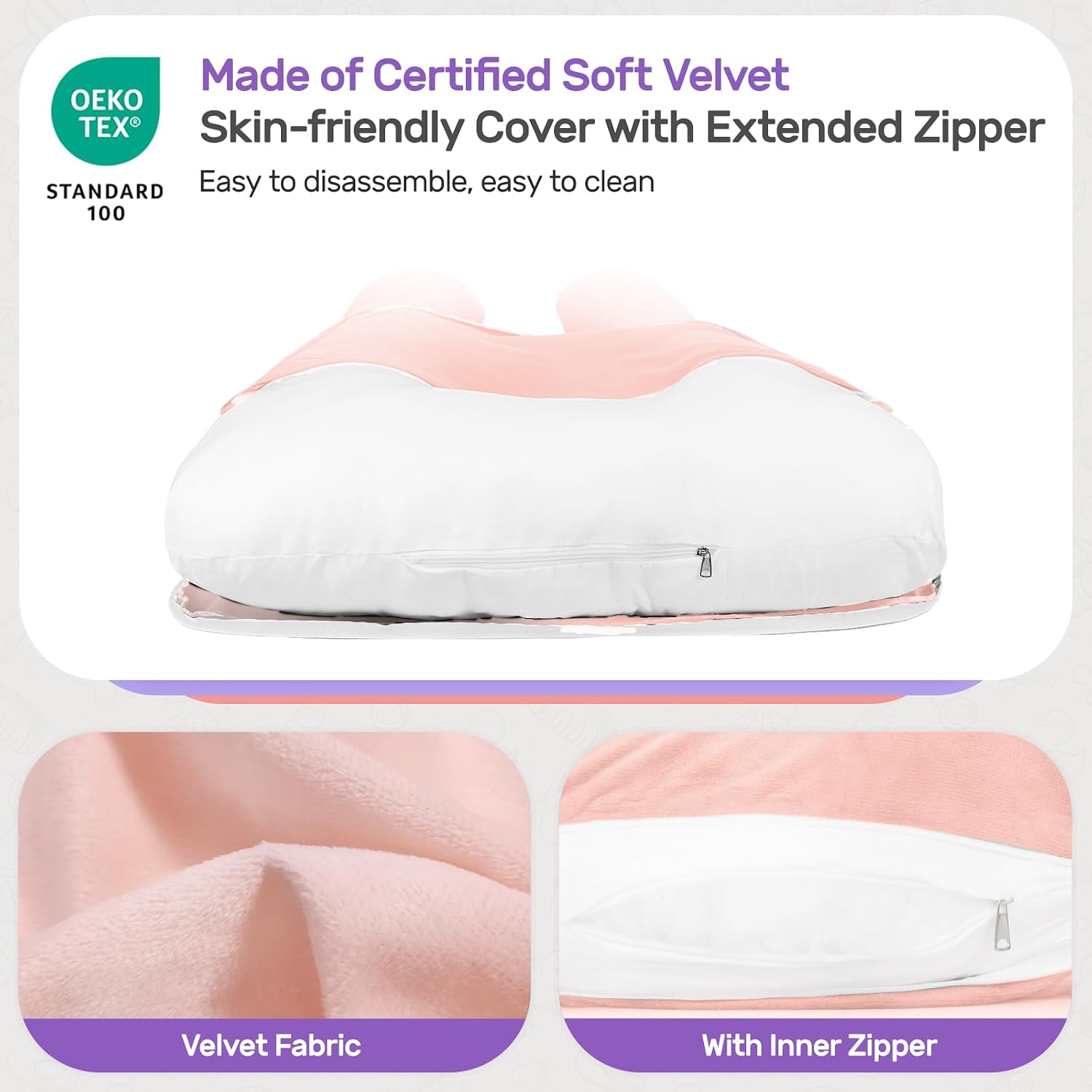 Detalle 2 de Nuliie NEMM002AA U-Shaped Pregnancy Pillow with Washable Velvet Cover