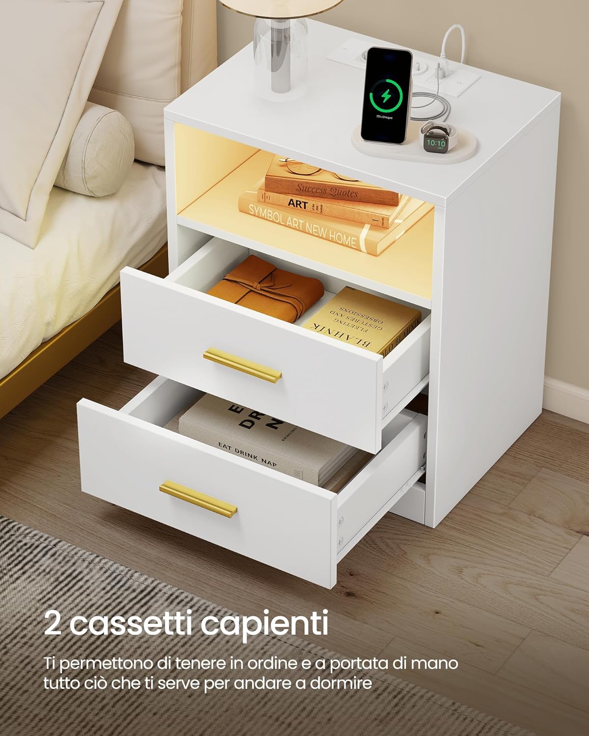 Thumbnail 5 de VASAGLE CUSTOS Collezione – Set di 2 Comodini con Stazione di Ricarica, Luce LED e Design Moderno