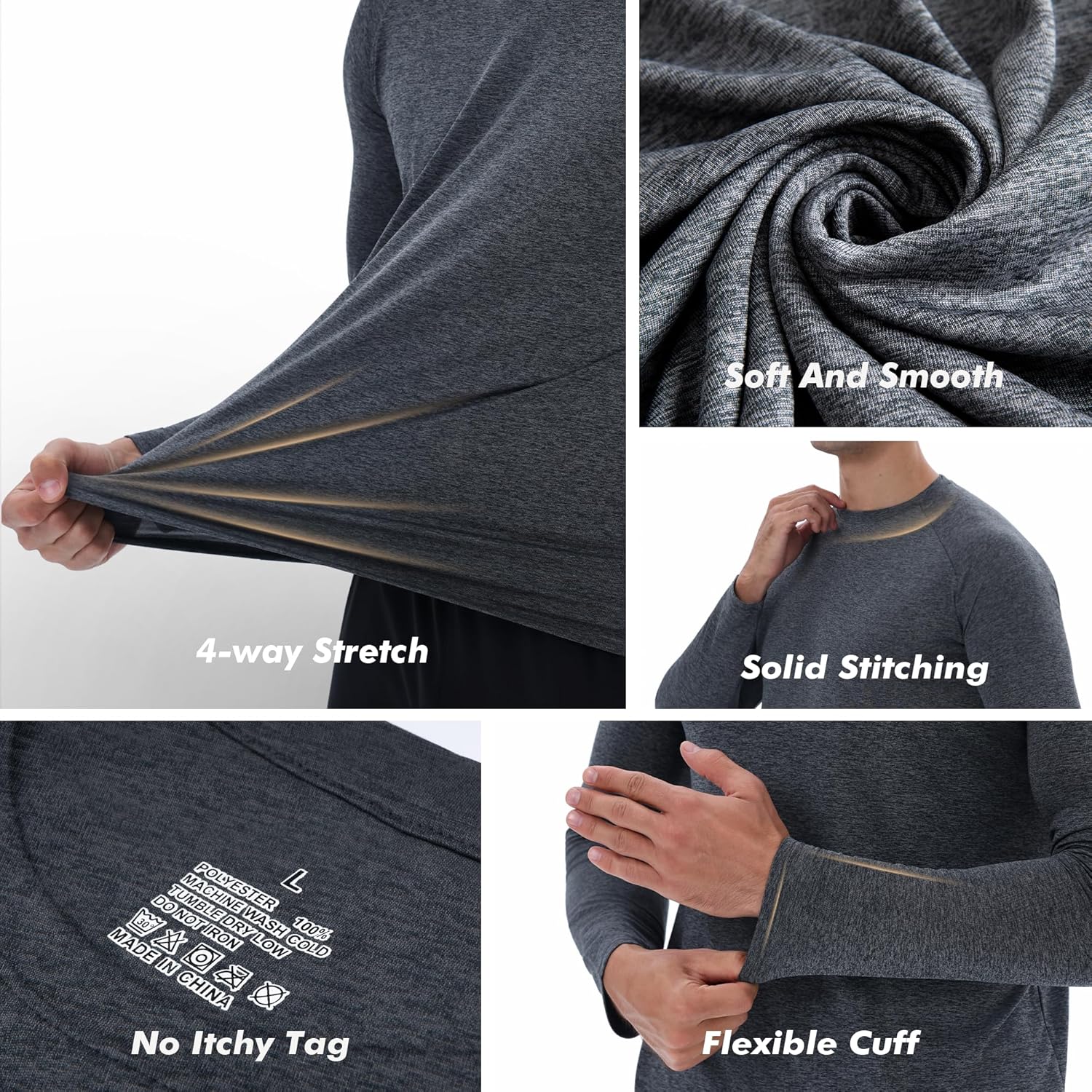 Thumbnail 4 de BOOJO 4-Pack Long Sleeve Shirts for Men (Quick Dry, UPF Sun Protection)