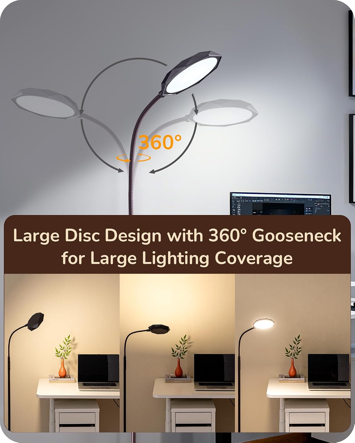 Detalle de EDISHINE FLL-018-XX LED Floor Lamp, 1,300 lm, Dimmable, 4 Colour Temperatures