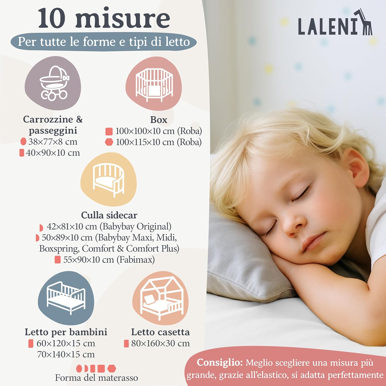 Thumbnail 1 de Laleni lenzuola e coprimaterasso per culla neonato 100x100 cm in cotone 135 gsm bianco