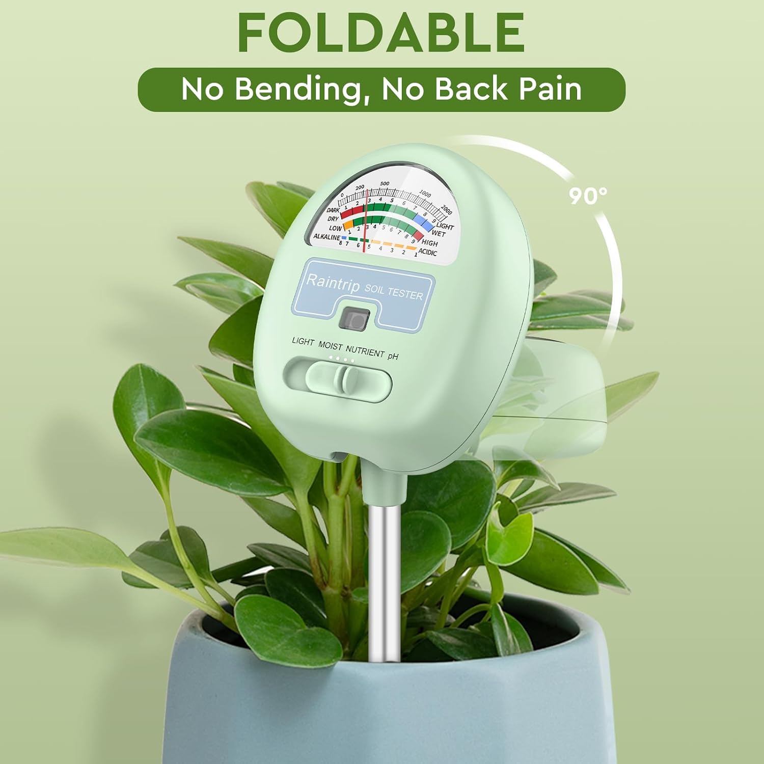 Detalle de Raintrip 4-in-1 Soil Moisture Meter with Rotating Dial and Single Probe