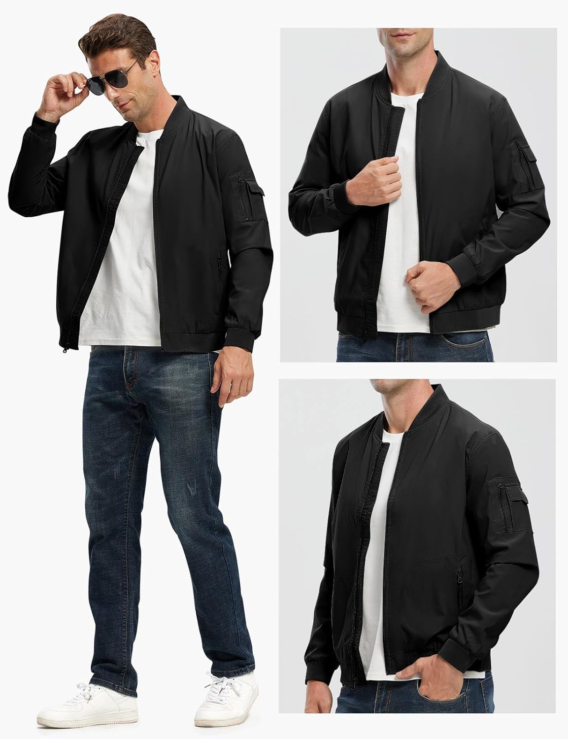 Thumbnail 6 de Rdruko Men’s Lightweight Bomber Jacket Lightweight Windbreaker (Full-Zip)