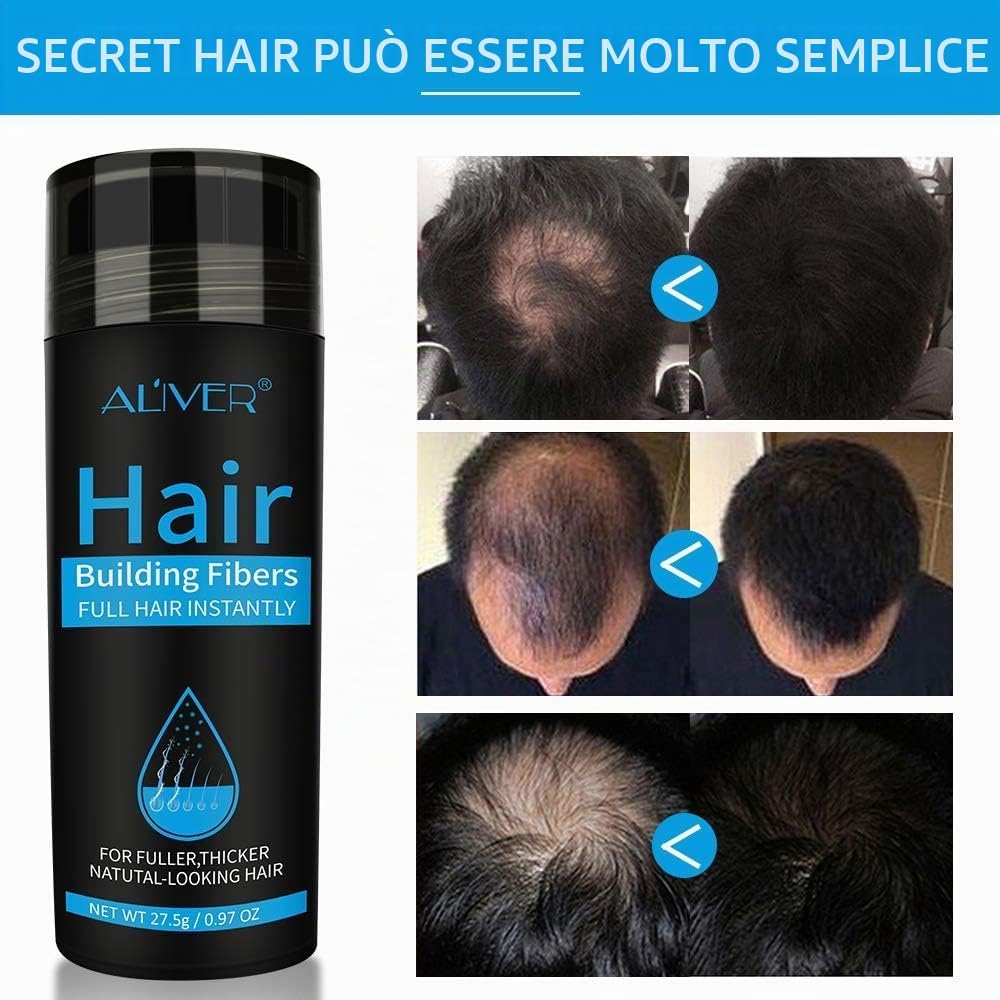 Detalle 2 de Fibre di Capelli Marrone Scuro di Aliver – Fibre di Capelli per diradamento, effetto immediato in 15 secondi