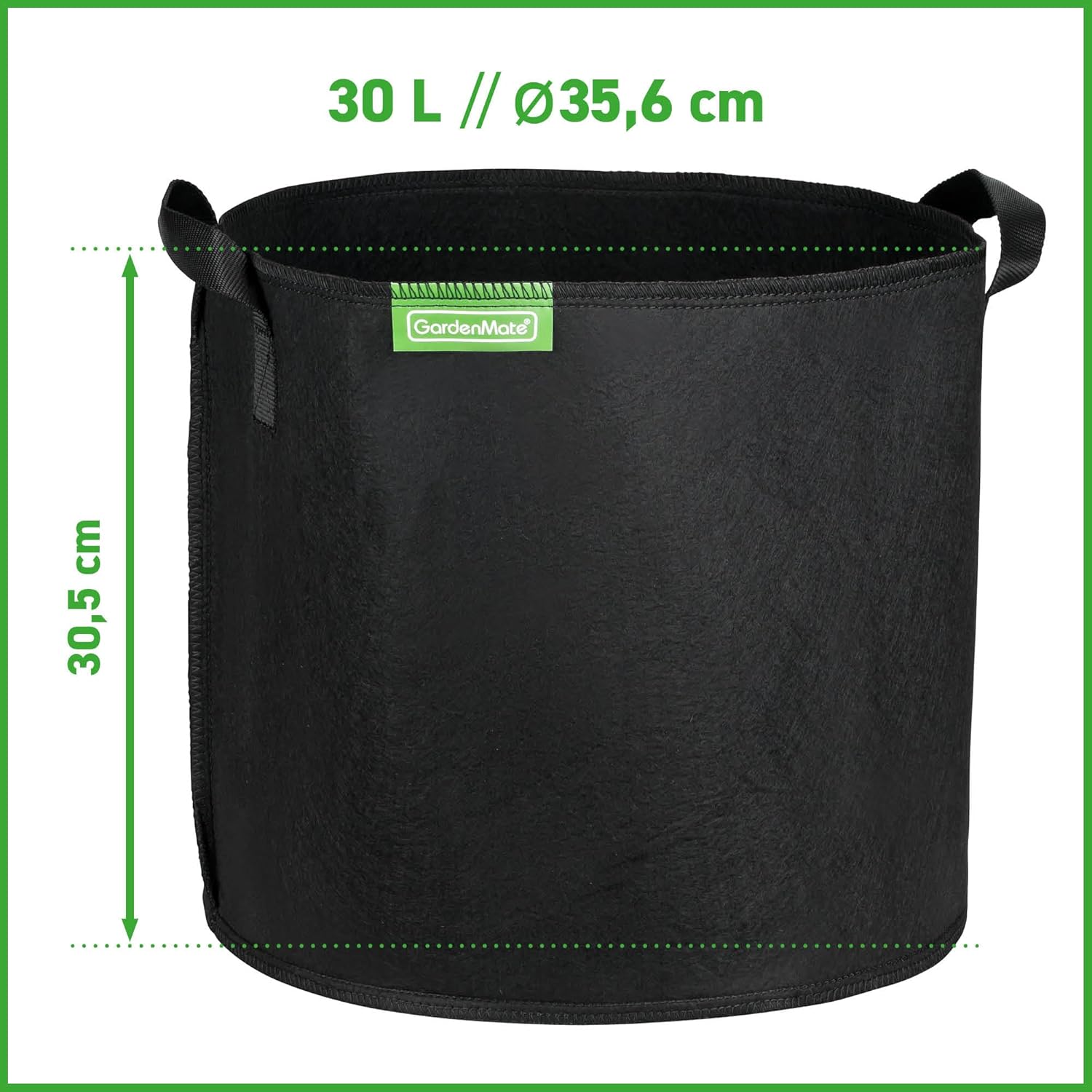 Detalle de GardenMate Set di 5 Sacchi per Piante in Tessuto Non Tessuto da 30 L – Ø 35,6 cm, Altezza 30,5 cm