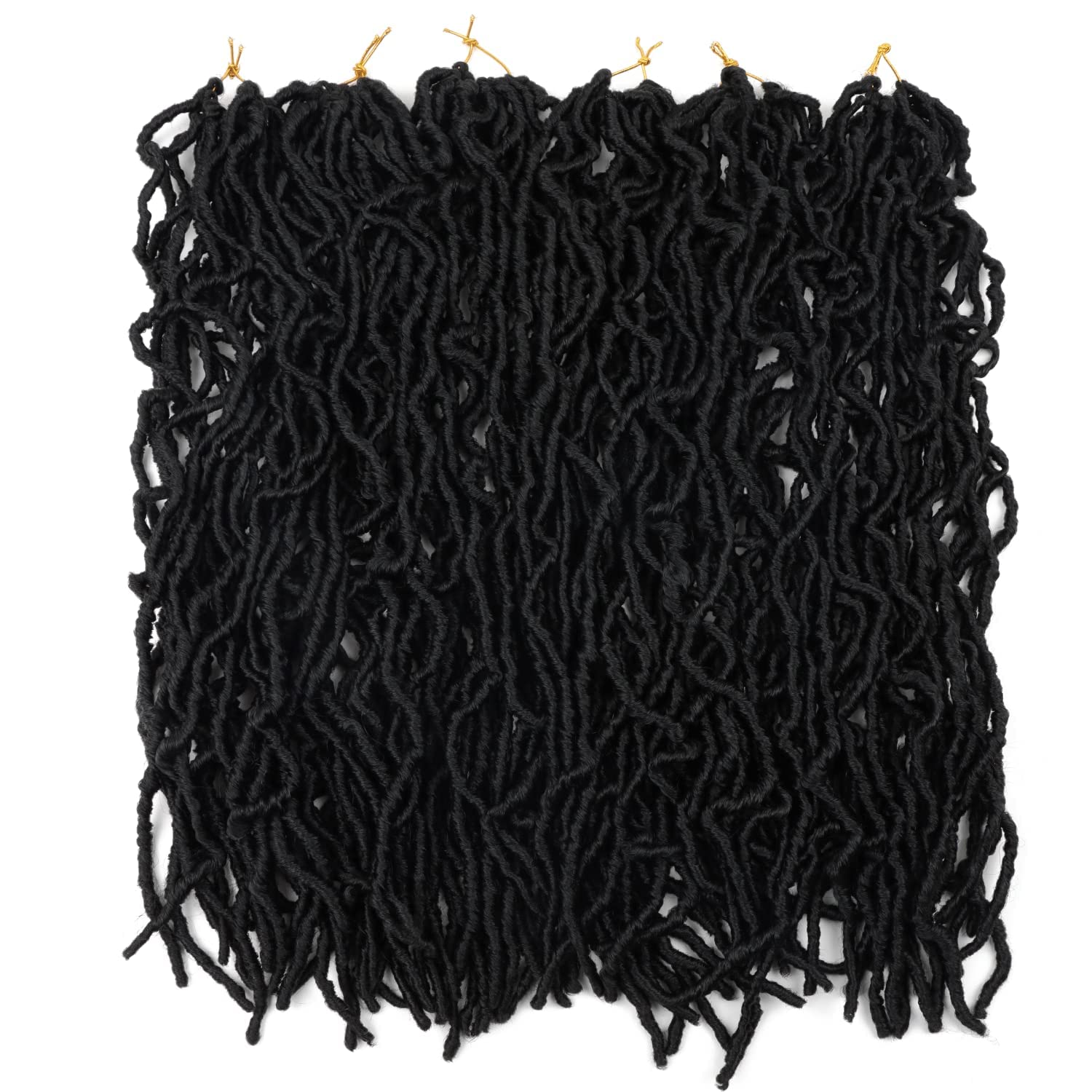 Thumbnail 2 de 6-Pack Soft Locs Crochet Hair Pre-Looped Faux Locs (18 Inch) — Goddess Curly/Wavy Crochet Locs