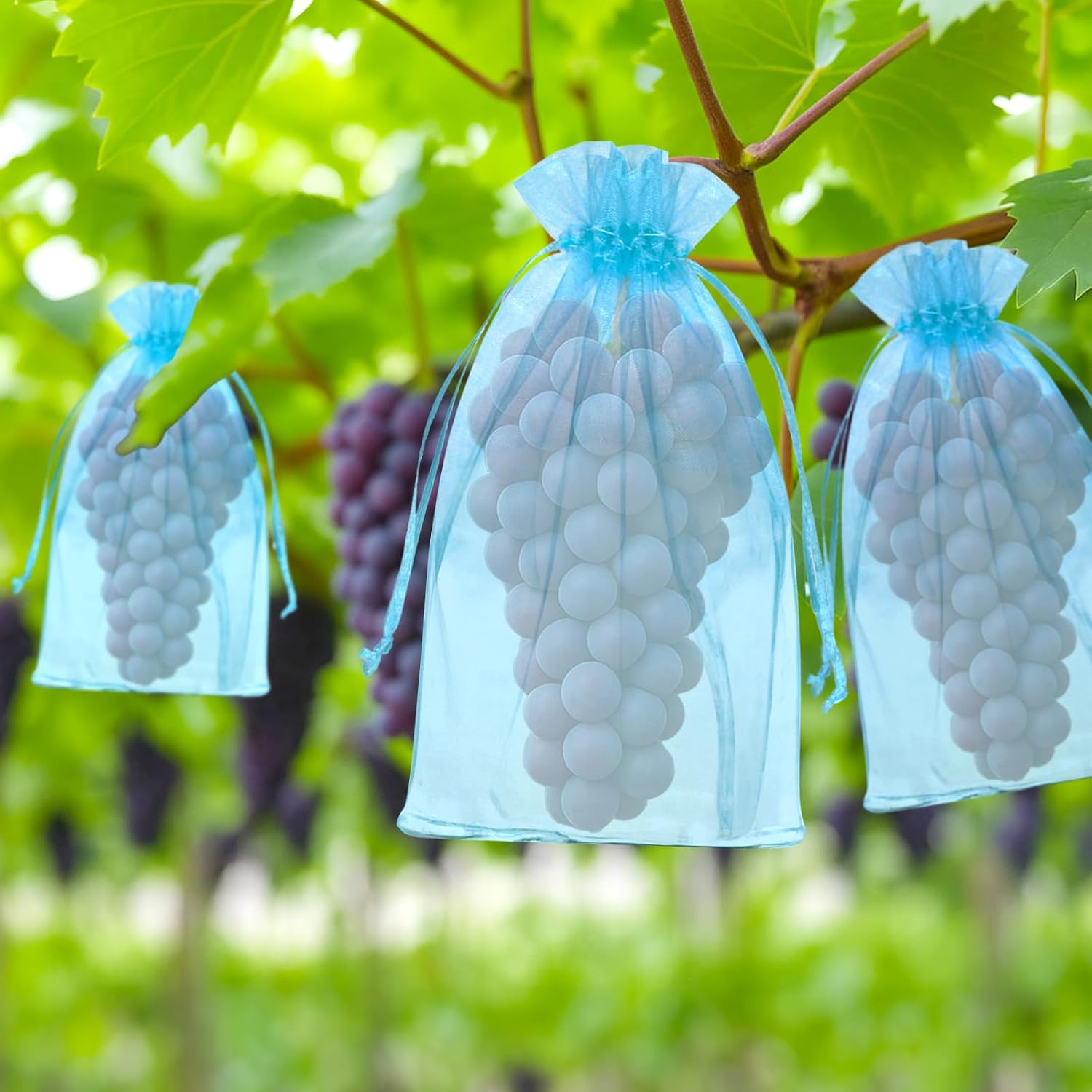 Thumbnail 6 de G2PLUS Baby Blue Organza Gift Pouches 13x18 cm, 50 PCS