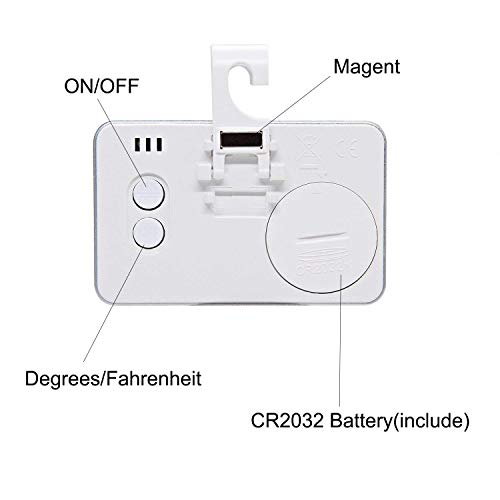 Detalle de INRIGOROUS Pack of 2 LCD Digital Fridge Freezer Thermometer Monitors with Hanging Hook and Retractable Stand
