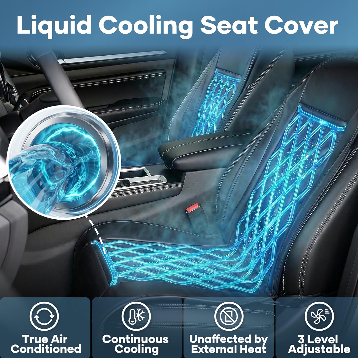 Detalle 2 de Ymcud Liquid Cooling Car Seat Cover Front Seat with 3-Mode Active Cooling