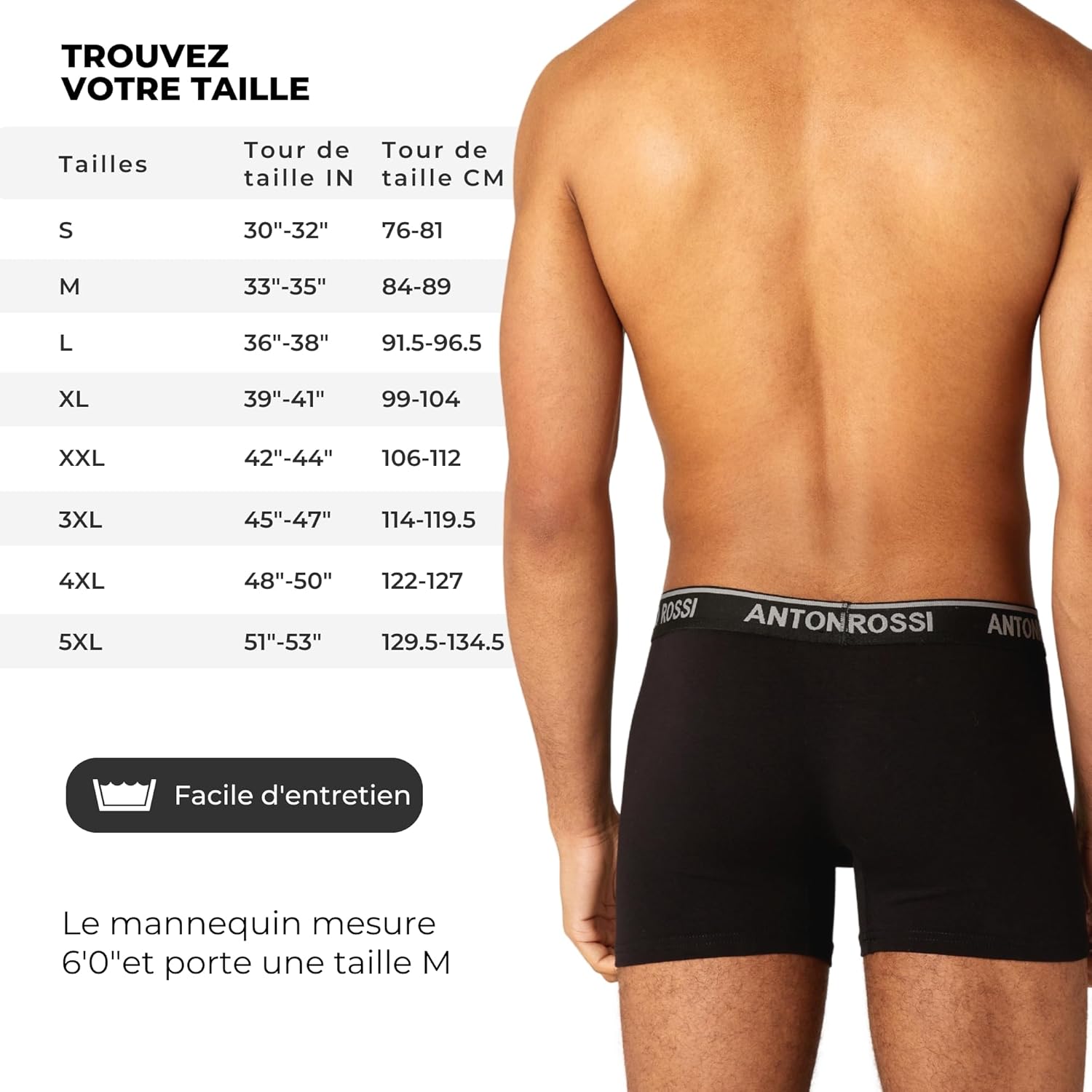 Thumbnail 5 de ANTONIO ROSSI — Lot de 12 boxers ajustés pour hommes avec ceinture élastique