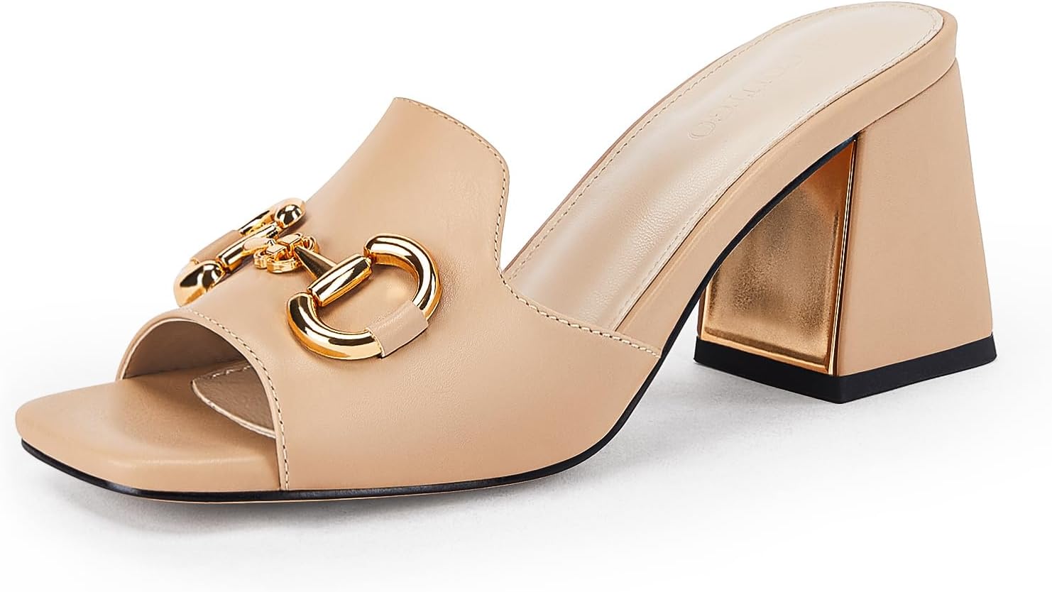 Thumbnail 6 de Gihubafuil Women's Peep Toe Slides with Chunky Heel and Metal Chain