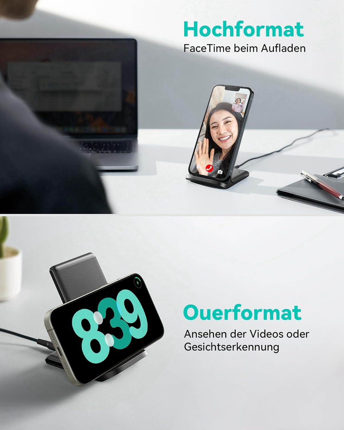 Thumbnail 5 de INIU Wireless Charger Stand 15W Qi Zertifiziert induktive Ladestation 📱