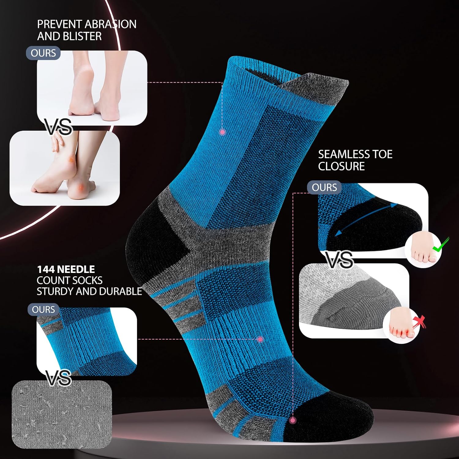 Thumbnail 6 de Niofind 6 Pairs Cushioned Unisex Sports Socks