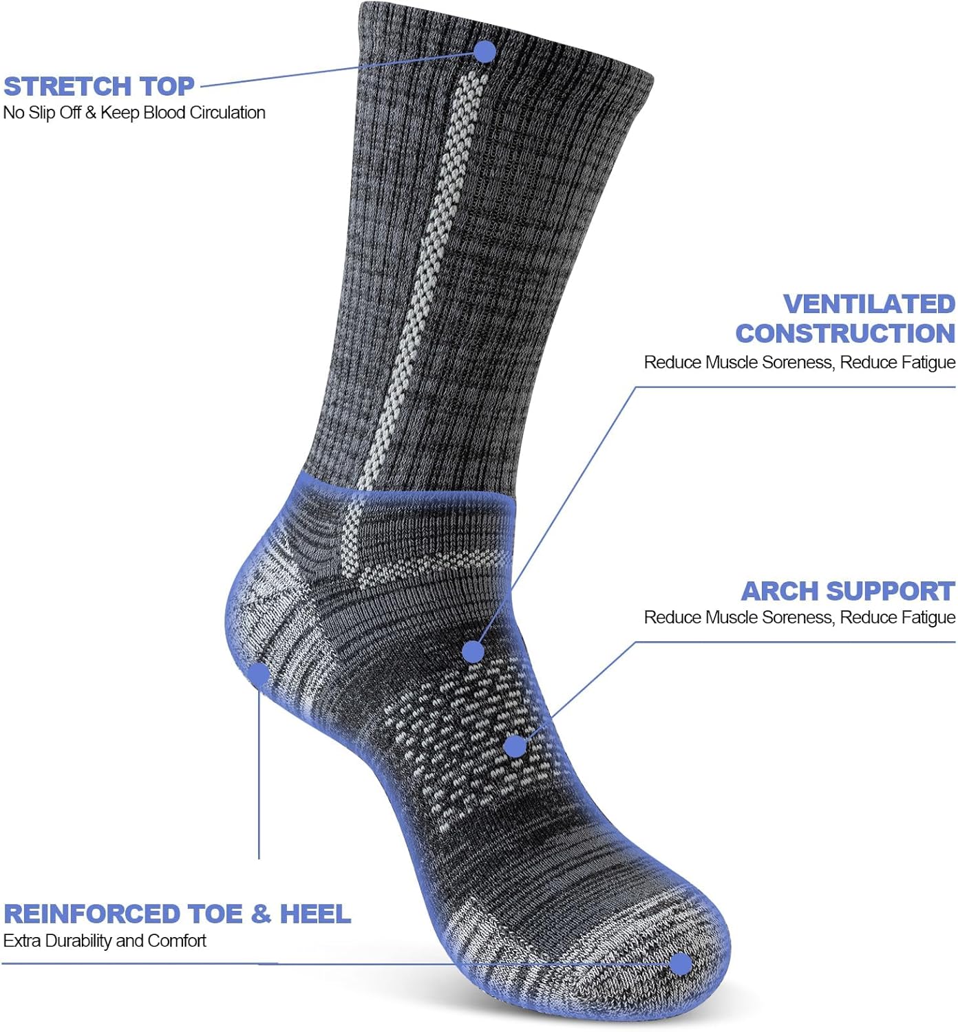 Thumbnail 4 de Niorasen Men's Cotton Crew Socks, 5 Pairs