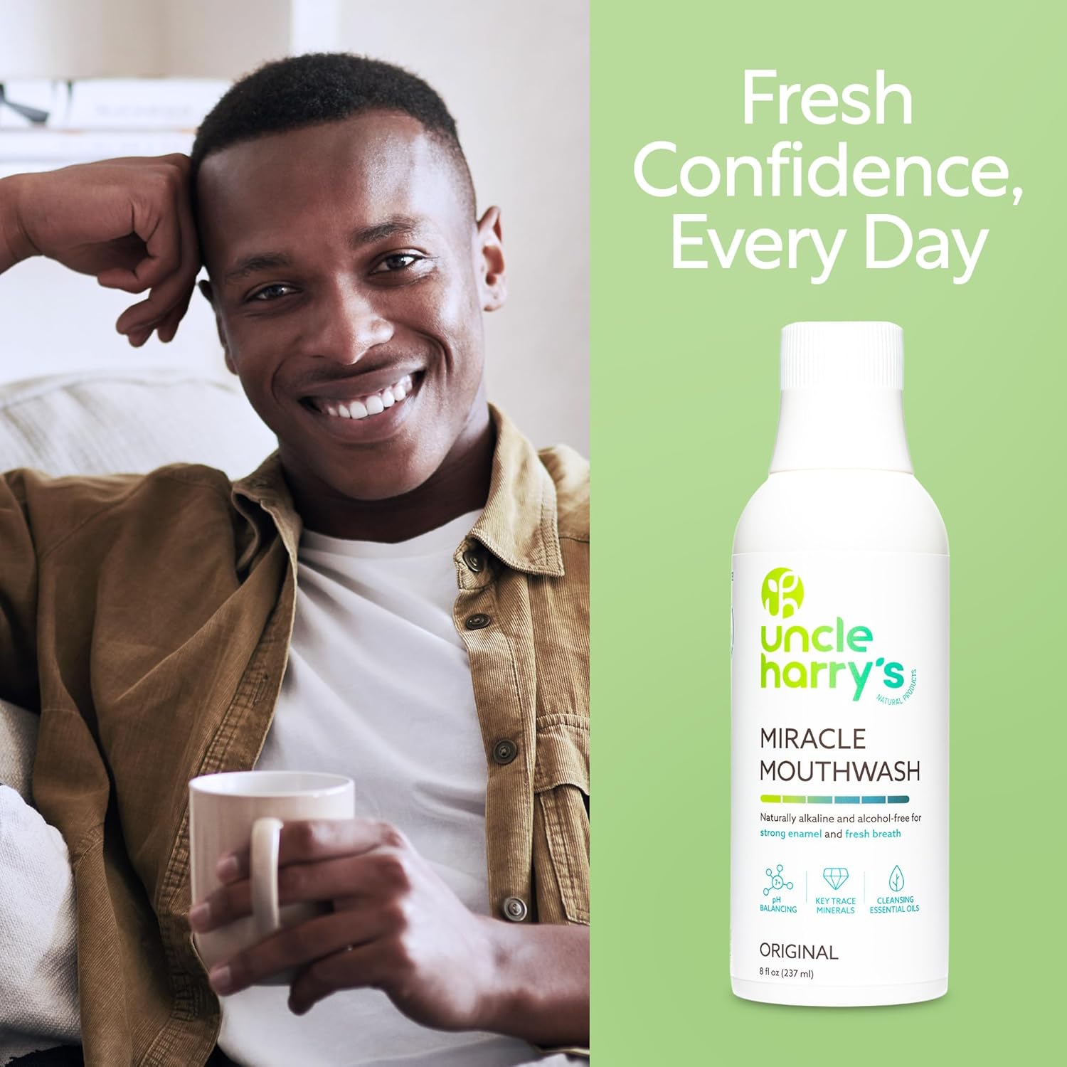 Thumbnail 5 de Uncle Harry's Natural Alkalizing Miracle Mouthwash (Alcohol-Free, pH Balanced) — 8 fl oz