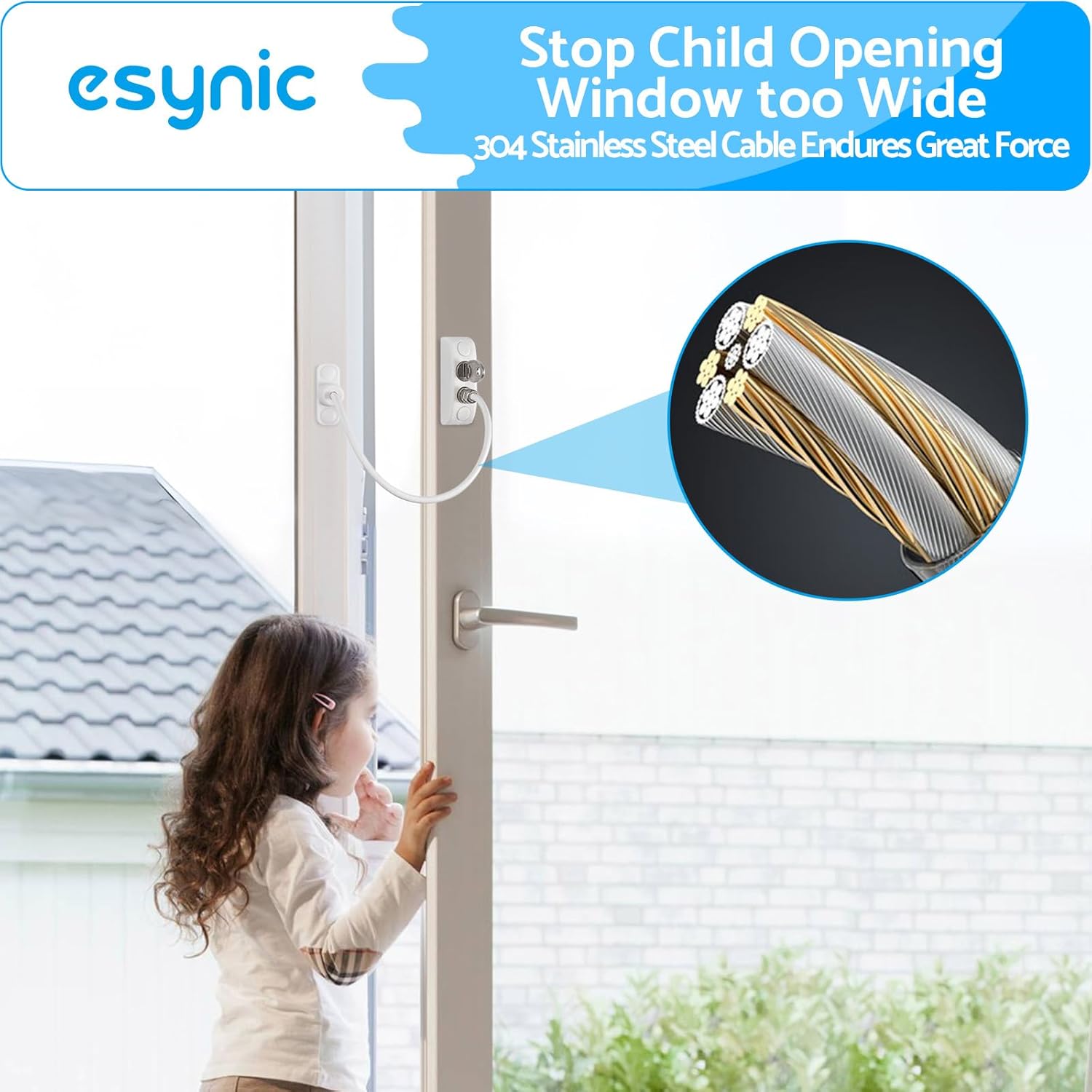Thumbnail 2 de eSynic 10-Pack Window Locks with Cable Restrictor for UPVC Windows (Child Safety)