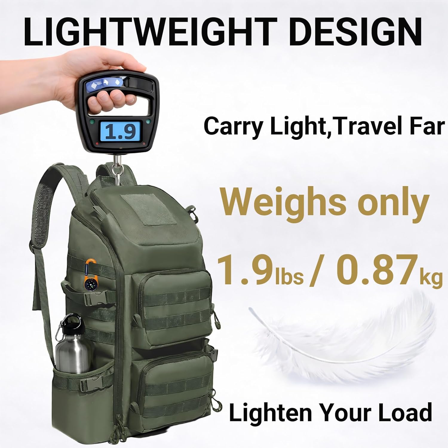 Detalle de Kokkoya Lightweight Tactical Backpack with 17-Inch Laptop Compartment, 40L