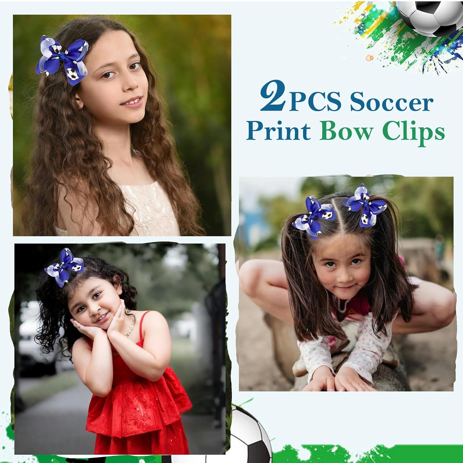 Thumbnail 5 de JOYRUBY Soccer Hair Bow Clips, 2-Piece Set