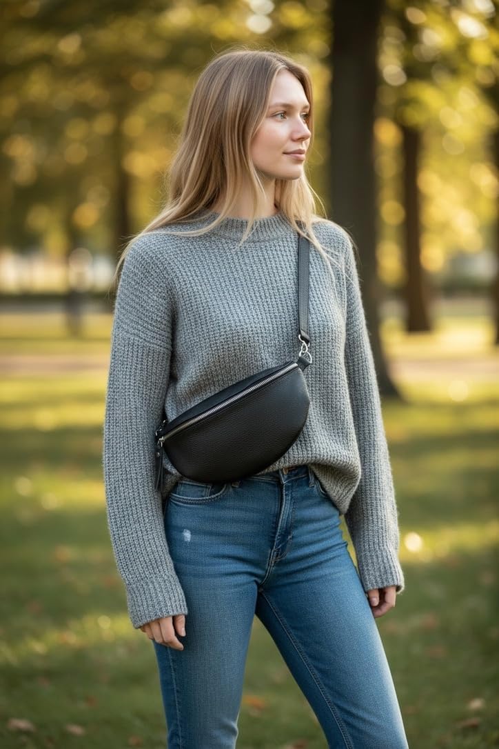 Detalle de SH Leder Karla G359: Marsupio in vera pelle, compatto ma versatile per viaggi e uso quotidiano