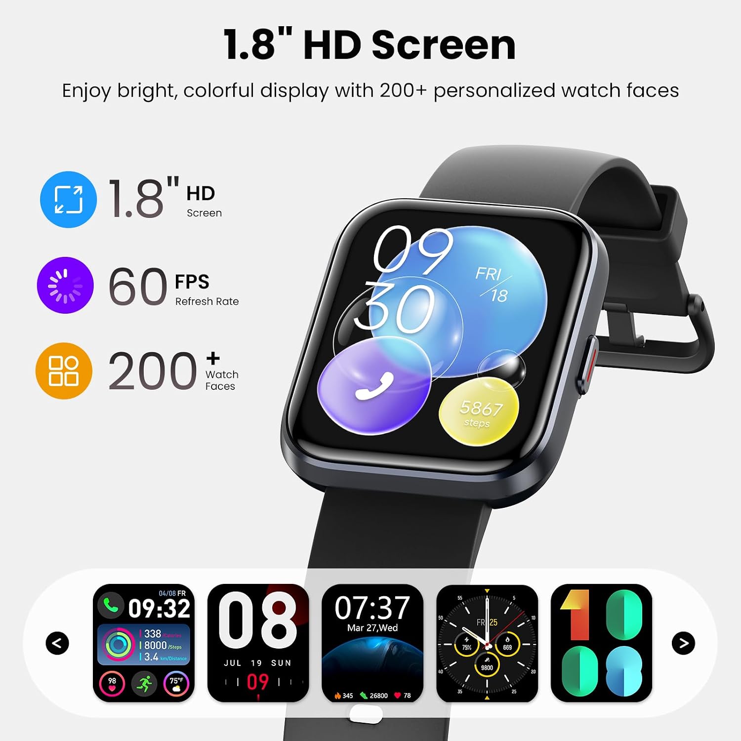 Thumbnail 6 de Smart Watches for Men: Alexa Built-in, 1.8" HD Display, 110+ Sport Modes, IP68 Waterproof