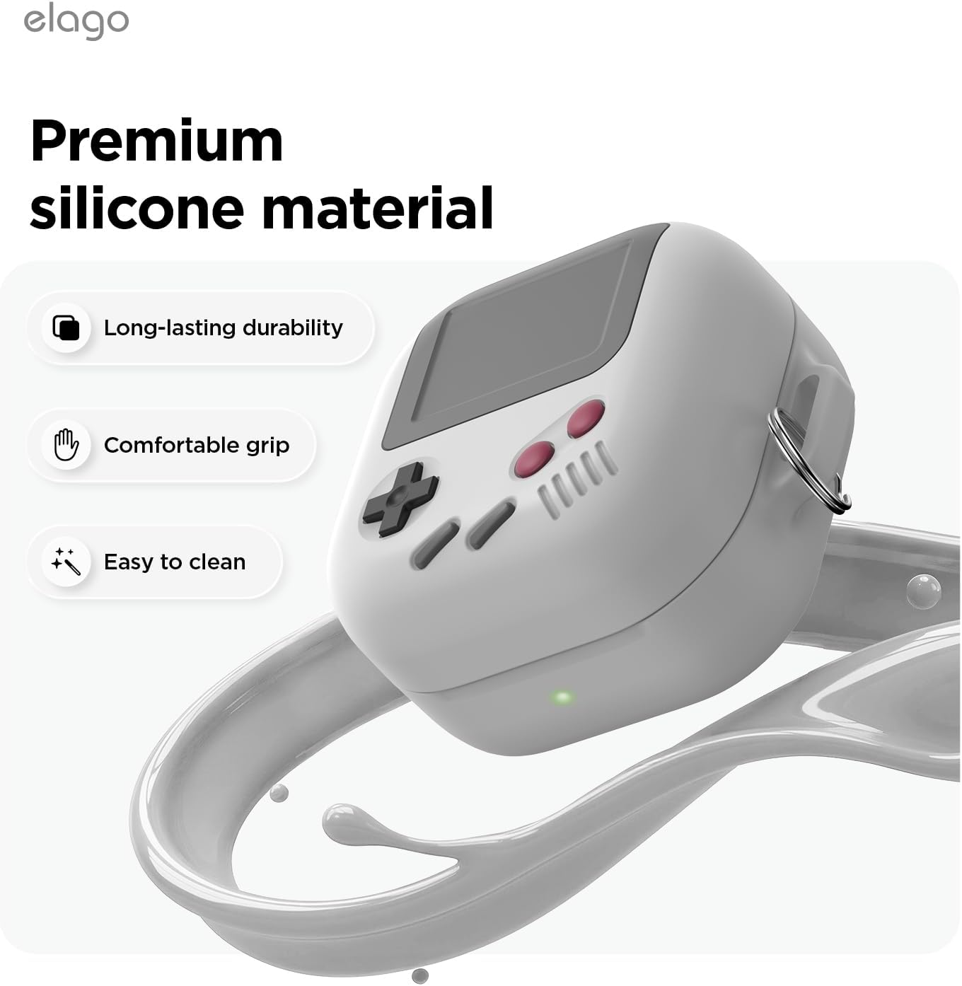 Thumbnail 3 de Coque elago AW5 compatible Samsung Galaxy Buds 4 Pro & Buds 4 – étui gris avec mousqueton