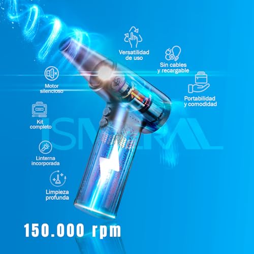 Thumbnail 6 de ISMERAL Soplador de Aire Potente 150000 RPM – Pack completo (6000 mAh, 9 boquillas)