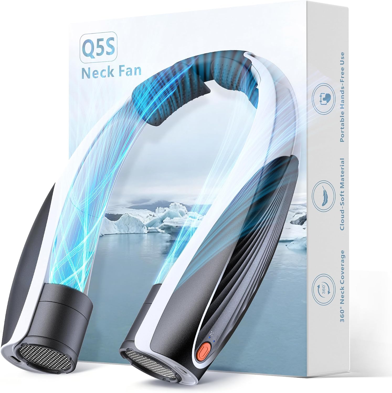 Detalle de GENVU Portable Neck Fan: 6000mAh Battery, 360° Cooling, Up to 20 Hours on 6 Speeds