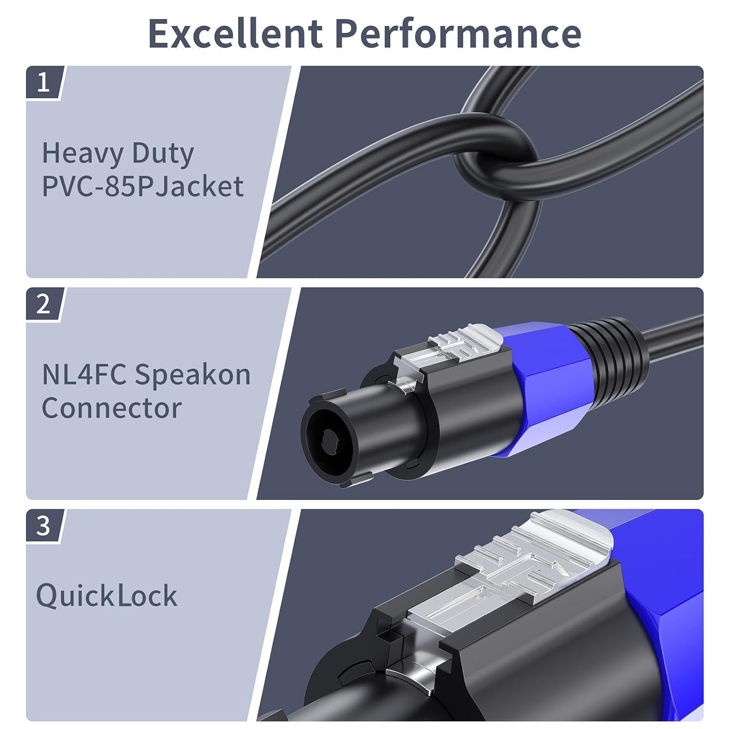 Thumbnail 2 de Jumwa 15M NL4FC to NL4FC Speakon Cable – 15AWG 2-Wire, Twist Lock, Heavy Duty