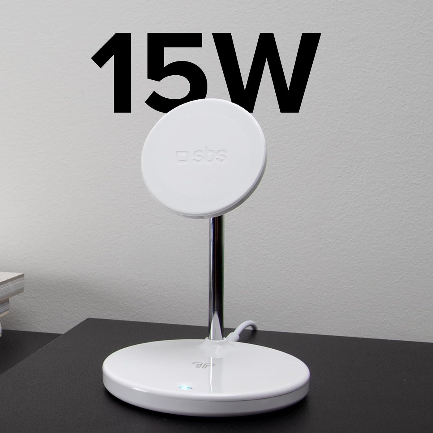 Detalle de SBS Stazione Ricarica Wireless 2in1 15W + 5W – Design Minimal bianco, ADS