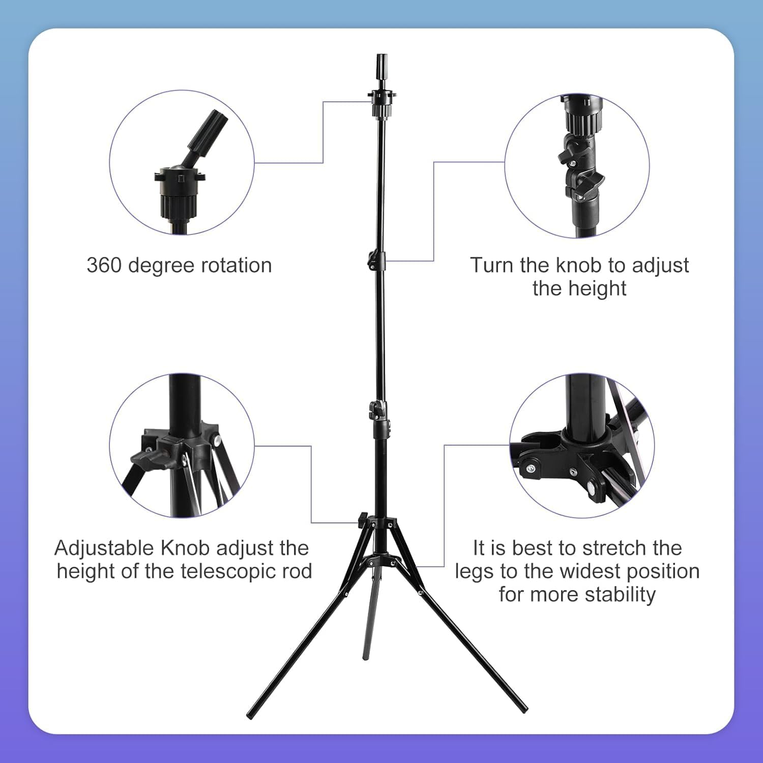 Thumbnail 6 de Neverland 63 Inch Wig Stand with Tripod Base for Training Mannequin Heads