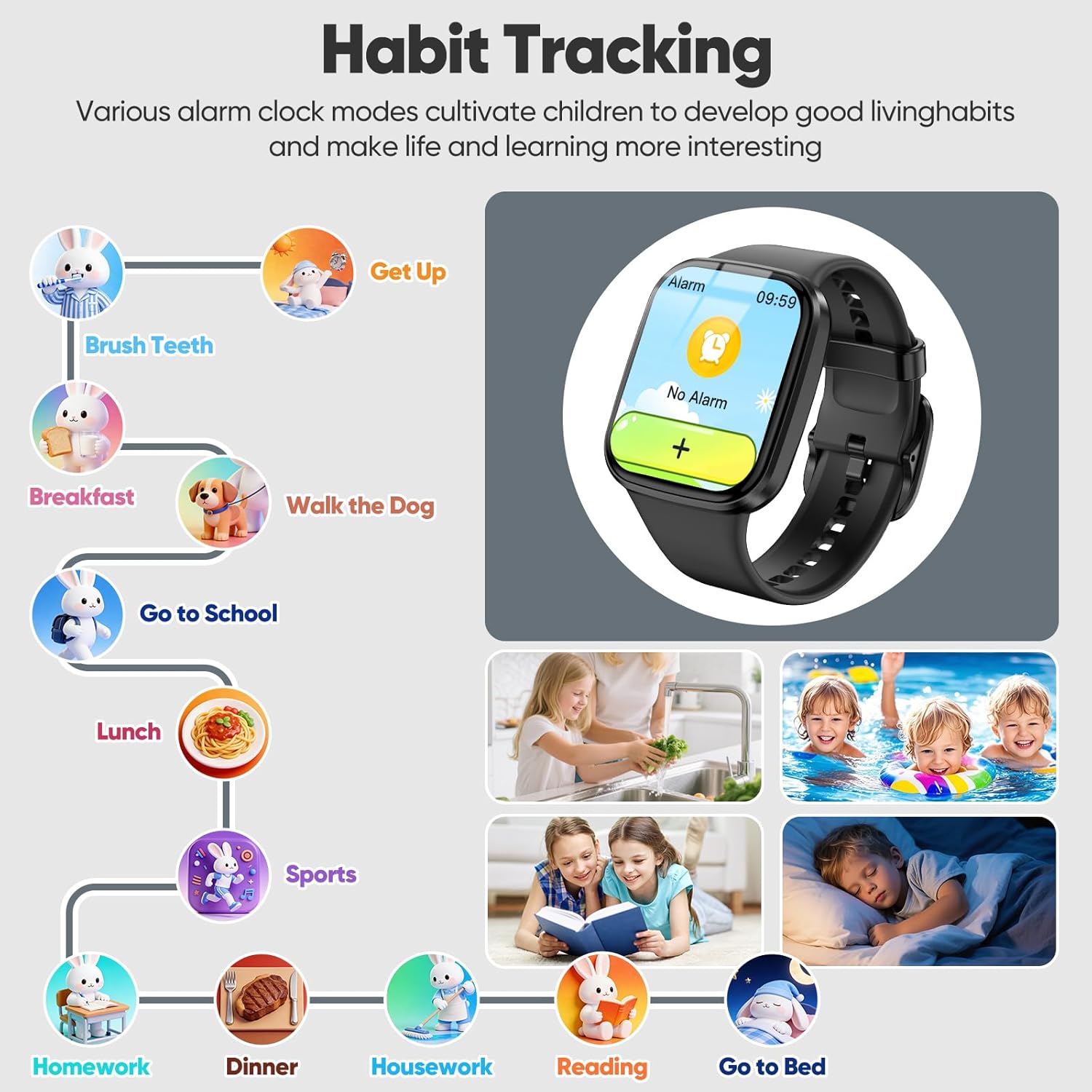 Thumbnail 5 de HTTWCOD Kids Smart Watch (4-12) with HD Touchscreen, Heart Rate & Sleep Monitor, IP68 Waterproof