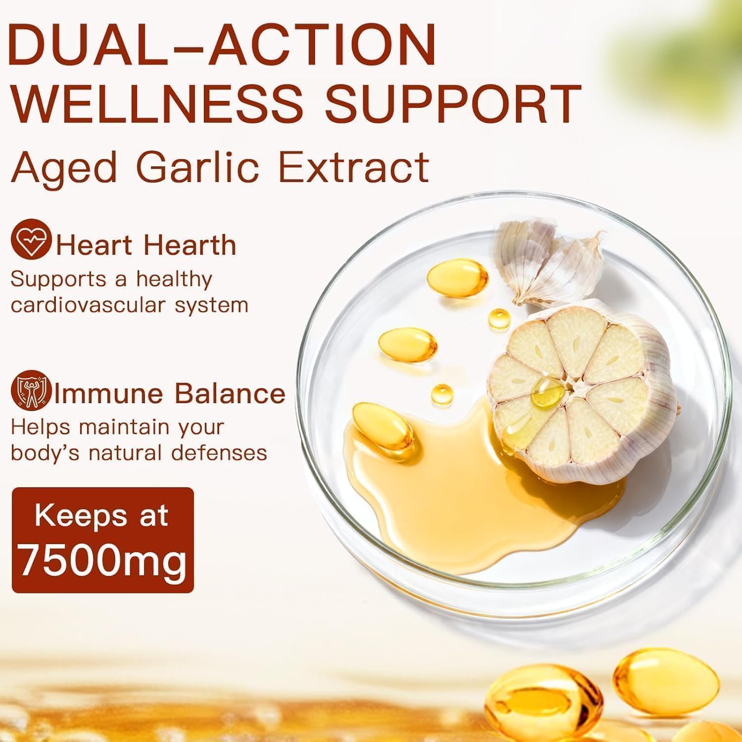 Thumbnail 2 de Aged Garlic Extract 7500mg Odorless softgels (300) – Natural black garlic extract support for men and women