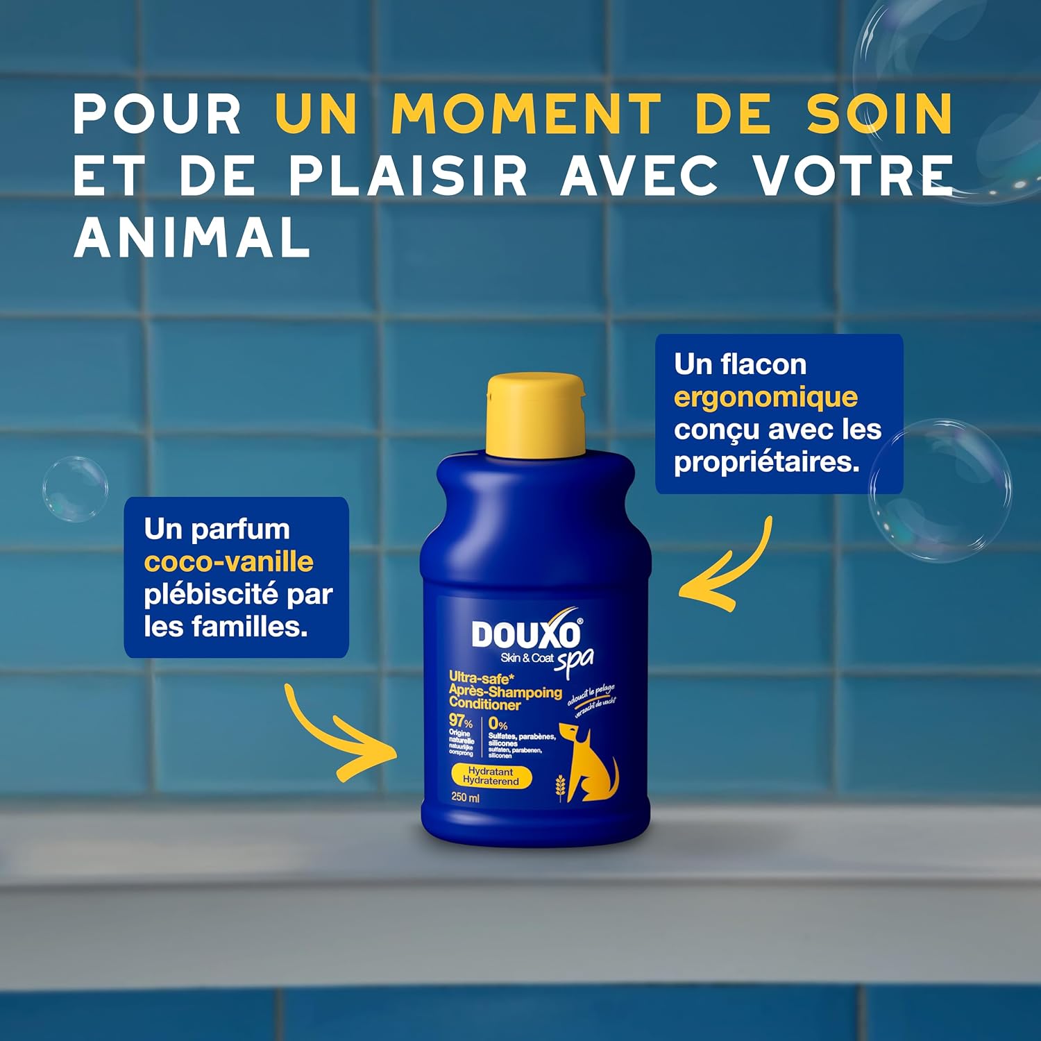 Detalle de DOUXO Skin & Coat Spa – Après-shampoing hydratant Ultra-Safe pour Chien, 250 mL